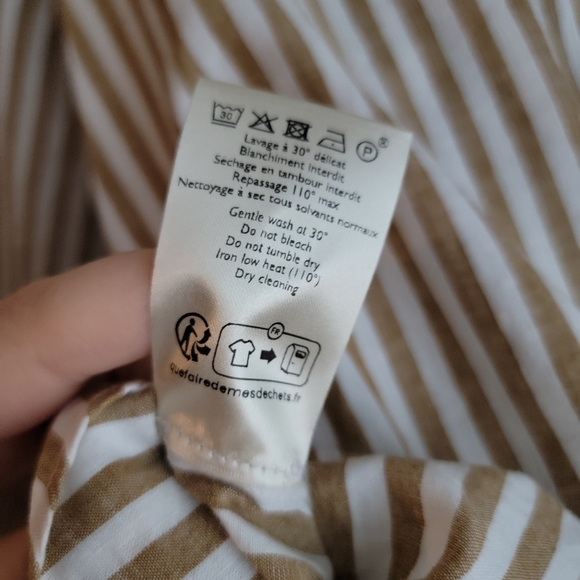 Sezane Tomboy Shirt in Ecru Camel Stripes size 42 NWT - Picture 9 of 11